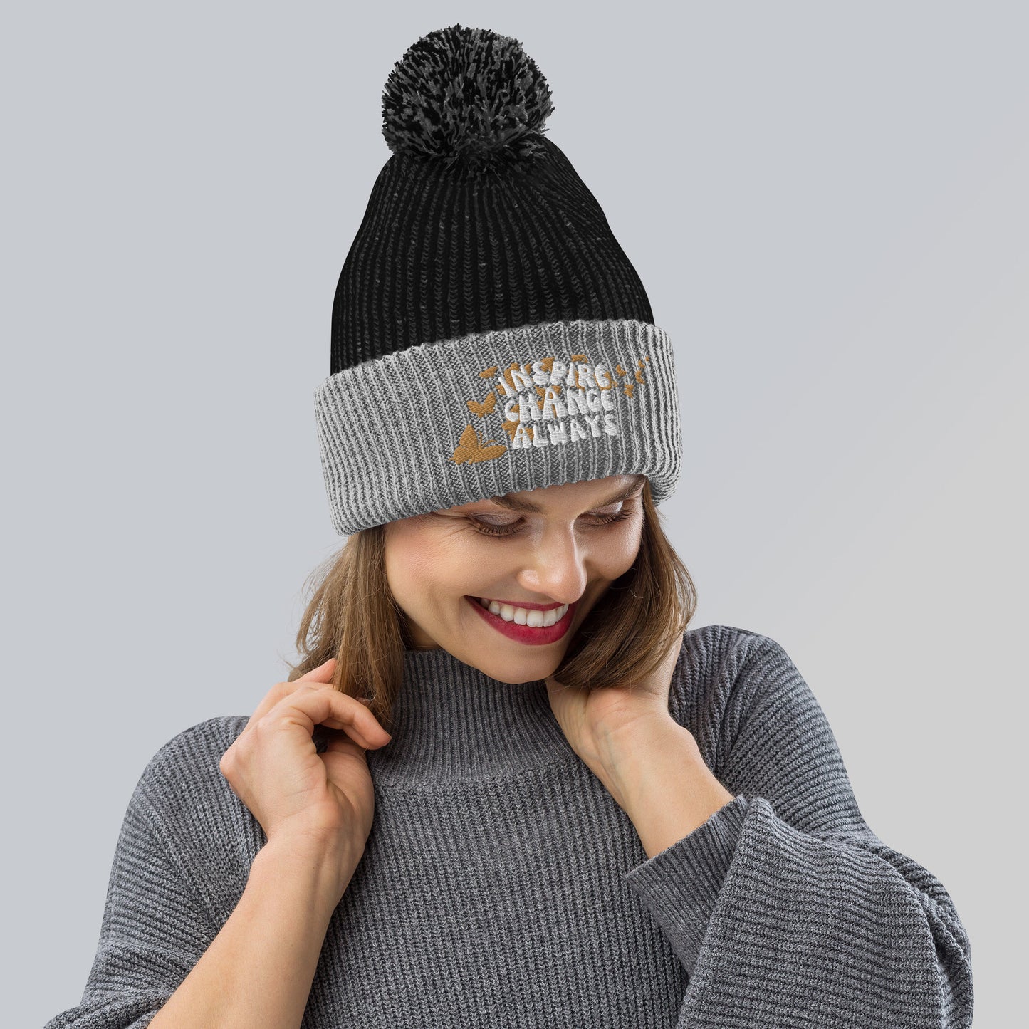 INSPIRE KNIT POM BEANIE